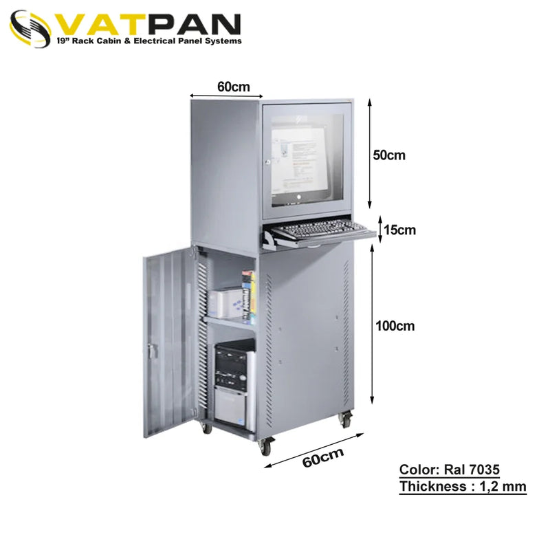 Mobile Industrial Computer Cabinet RAL 7035