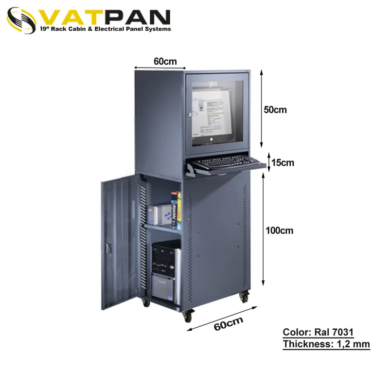 Mobile Industrial Computer Cabinet RAL 7031