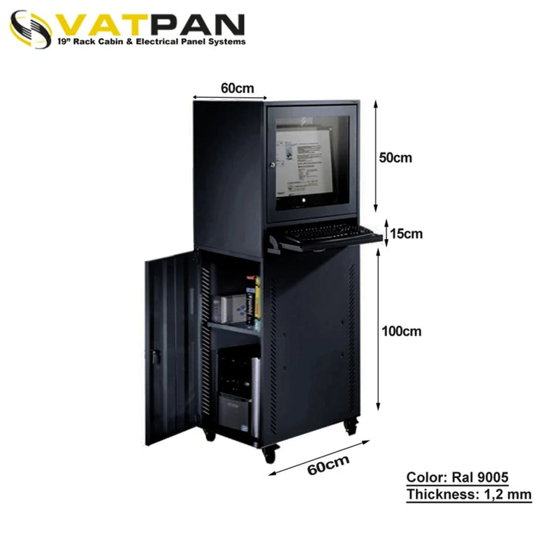 Mobile Industrial Computer Cabinet RAL 9005