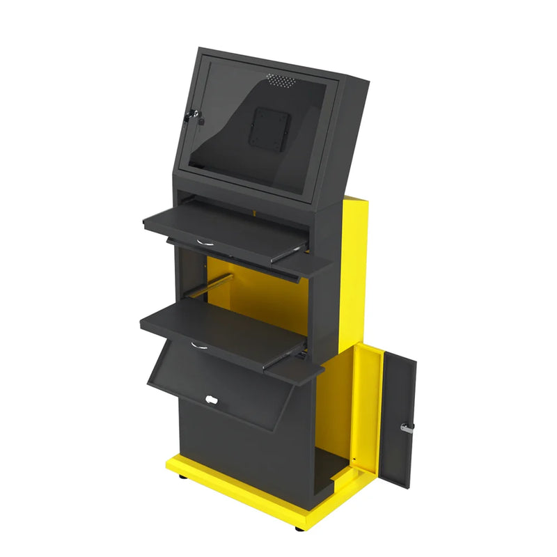 Mobile Industrial Computer Cabinet V3 | Mobile Workstation Cart Holds LCD Monitor & PC, Keyboard, Mouse