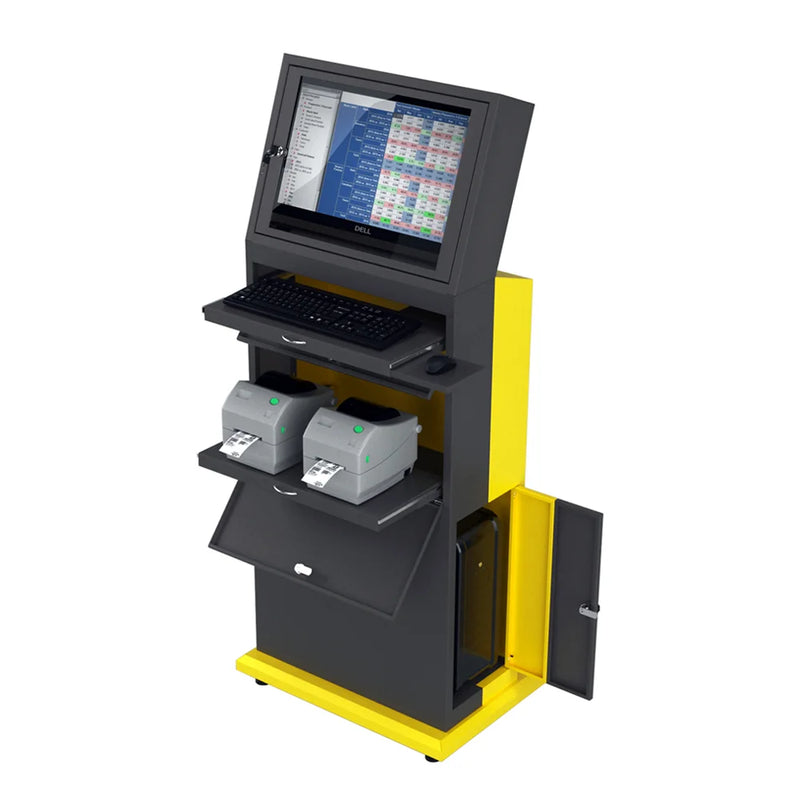 Mobile Industrial Computer Cabinet V3 | Mobile Workstation Cart Holds LCD Monitor & PC, Keyboard, Mouse
